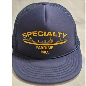 Vintage KC Specialty Marine Inc Trucker Hat Navy Blue Snapback Mesh Cap Ship